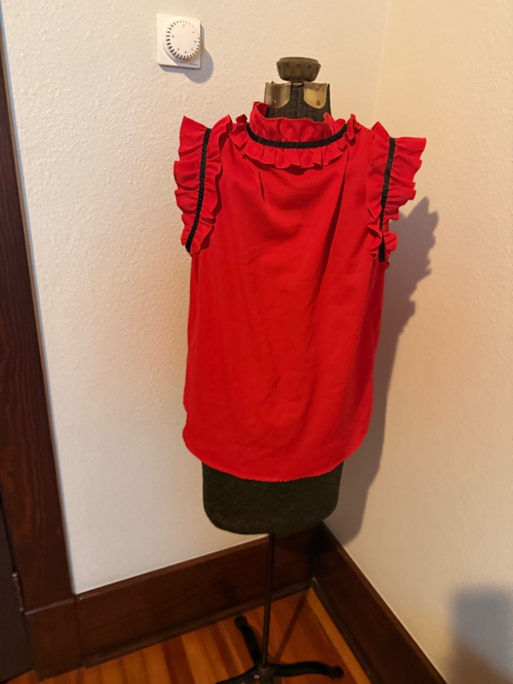 Red Ruffle Tie Blouse - Picture 2 of 2